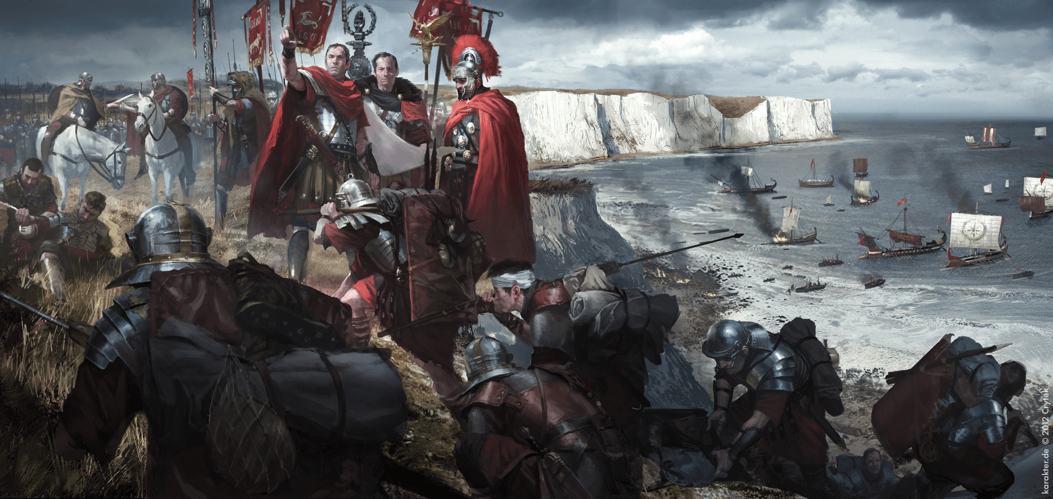 Desembarco de Claudio en Britania año 43, los romanos ocupan la costa 